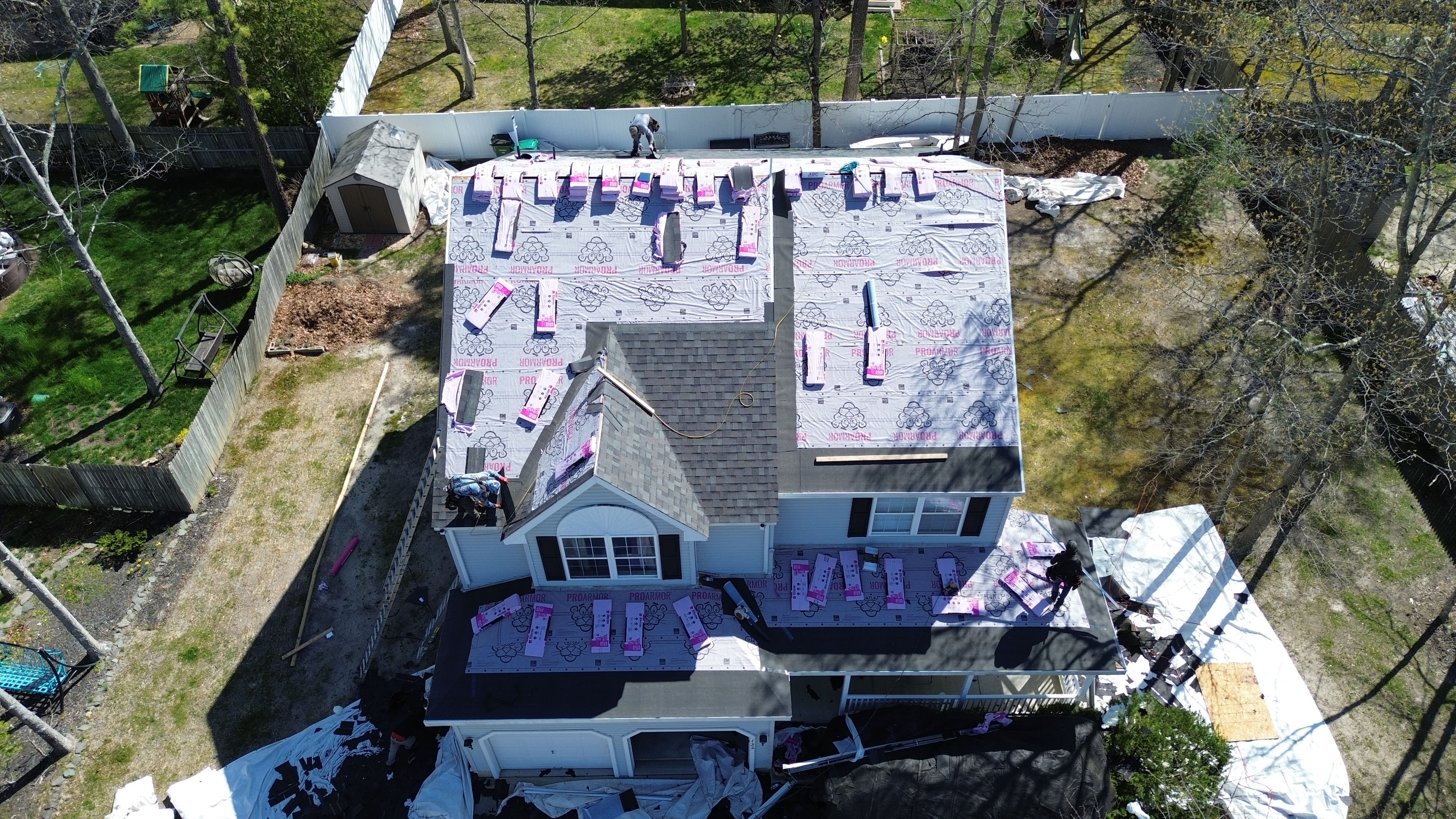 House undergoing a complete roof replacement by Twin Shield Roofing in South Jersey